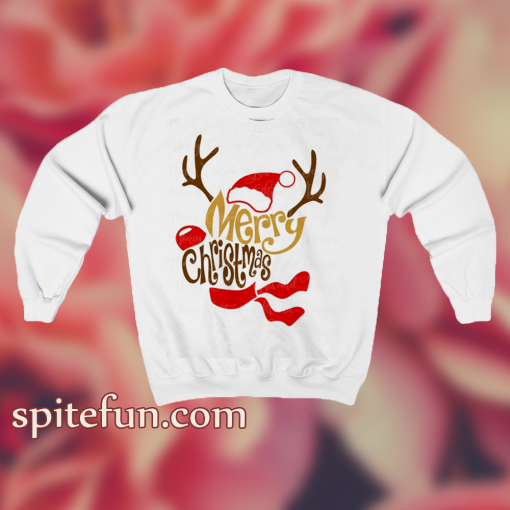 Reindeer Shaped Merry Christmas Sweatshirt