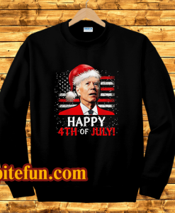 Santa Joe Biden Happy 4th Of July USA Flag Christmas Ugly Sweater