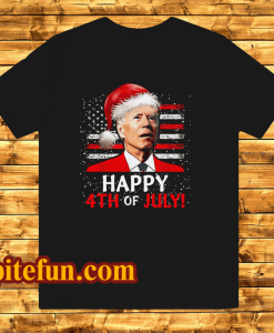 Santa Joe Biden Happy 4th Of July USA Flag Christmas Ugly T Shirt