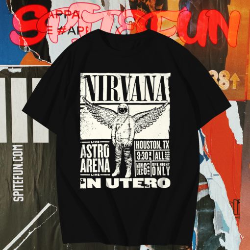 Nirvana In Utero Tour Astro Arena Houston Texas T-shirt Black TPKJ1